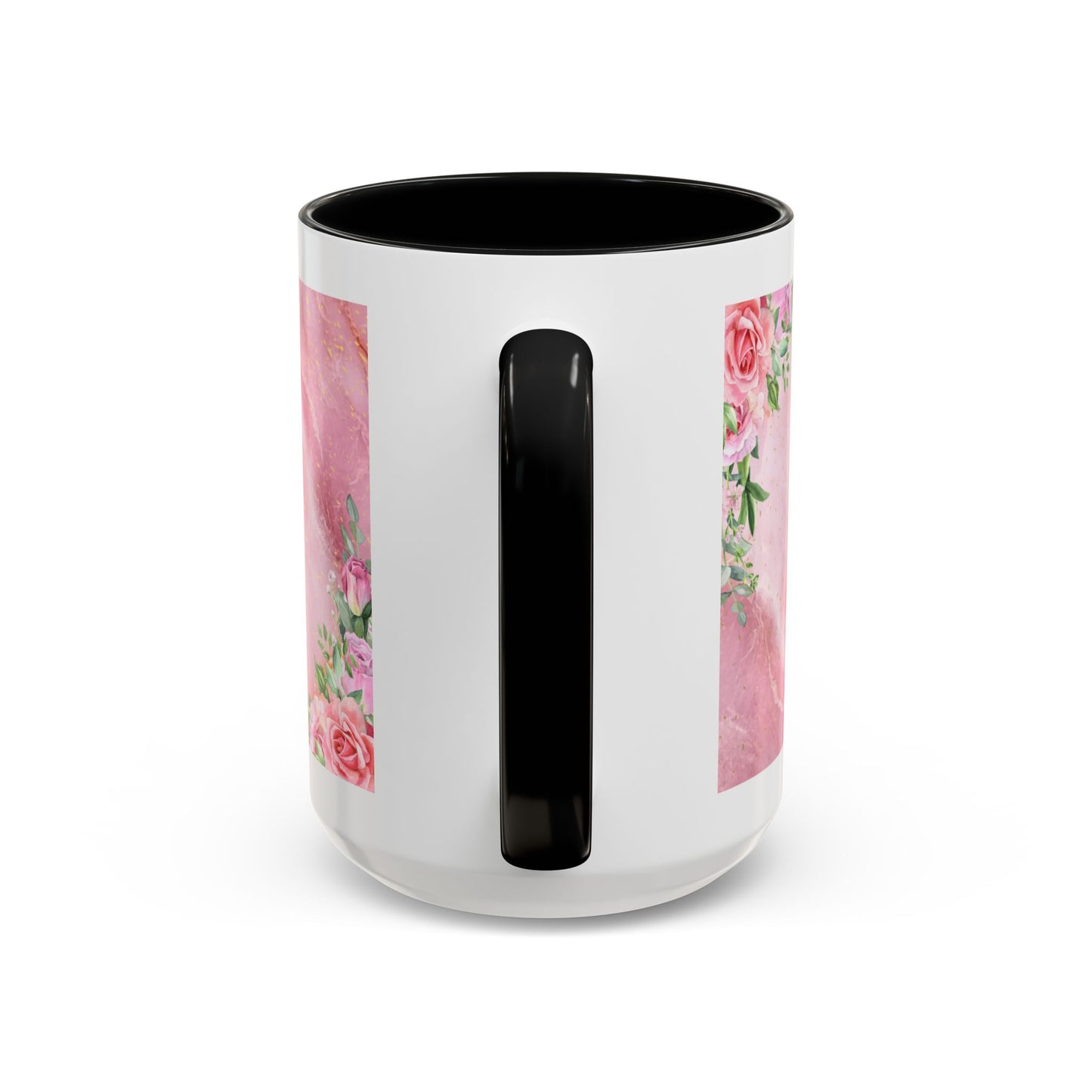 Mother’s Love Accent Coffee Mug — “A Mother's Love is the Heart of the Family” (Pink Floral, 11/15oz)