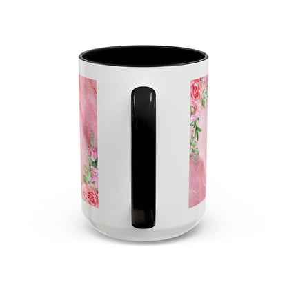 Mother’s Love Accent Coffee Mug — “A Mother's Love is the Heart of the Family” (Pink Floral, 11/15oz)