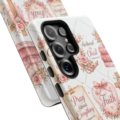 Faith Floral Phone Case – Christian Inspirational Scripture iPhone Cover (Choose Joy, Pray, Faith)