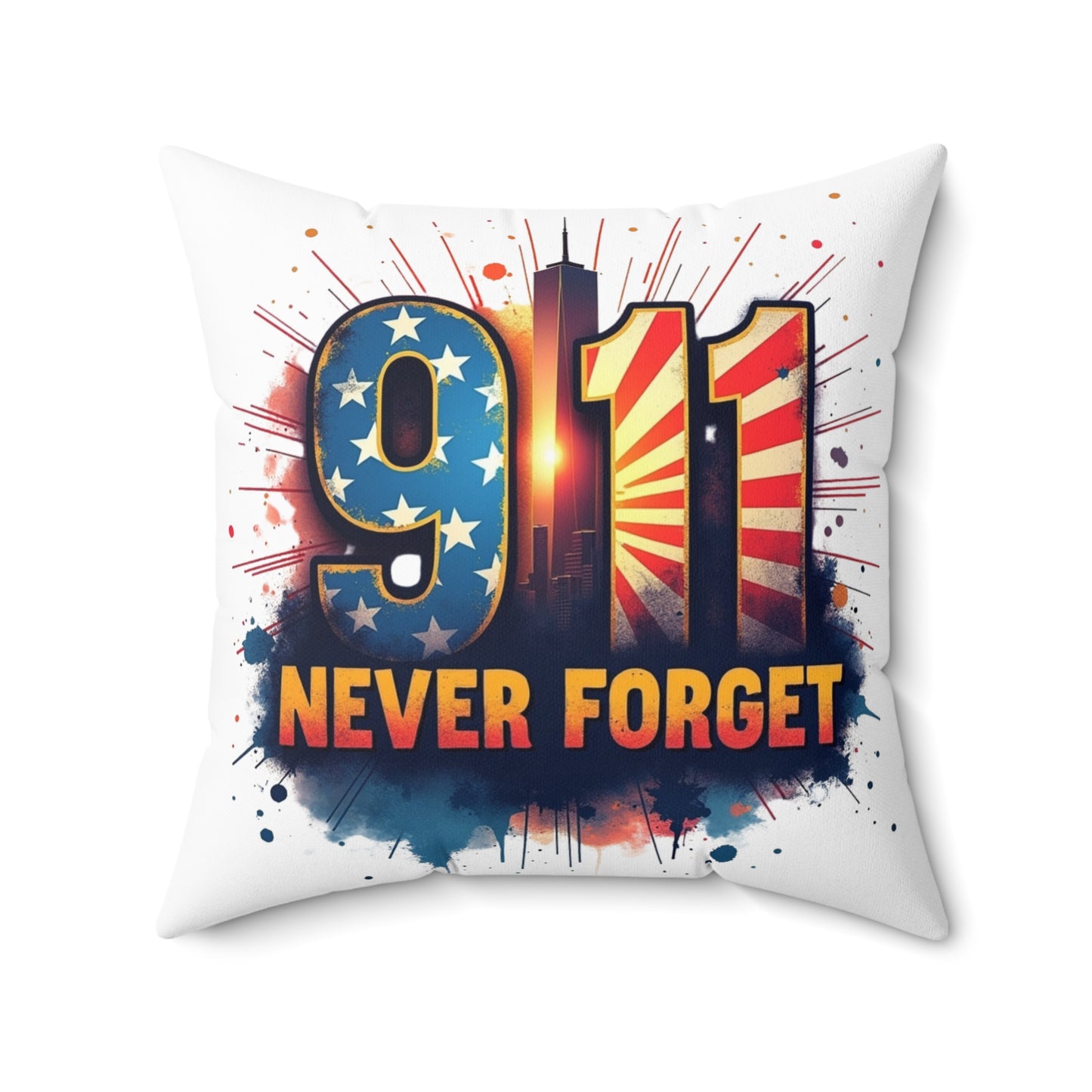 9/11 Never Forget Throw Pillow – Memorial American Flag Tribute