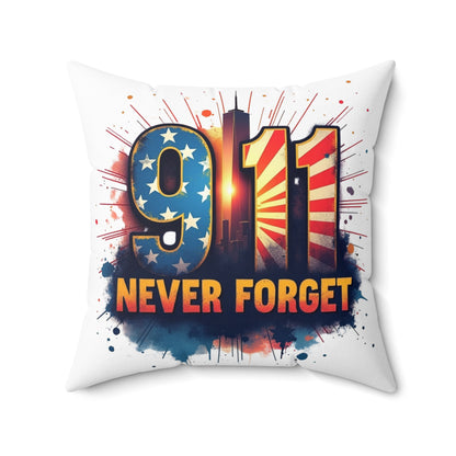 9/11 Never Forget Throw Pillow – Memorial American Flag Tribute