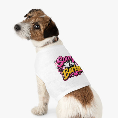 Dog Tank Top — “Sorry I Barked” Cute Paw Print Pet Shirt