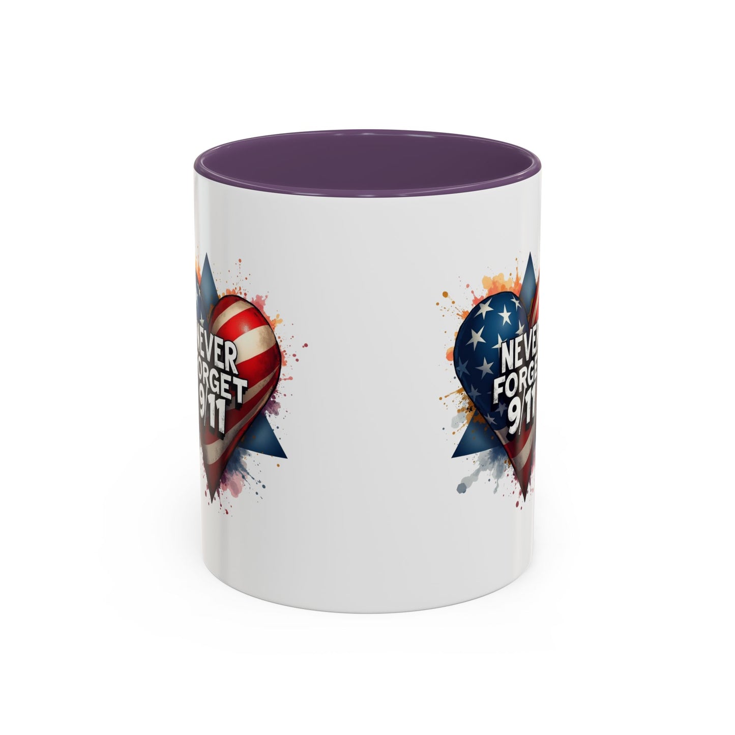 Never Forget 9/11 Heart Accent Coffee Mug – Patriotic Memorial 11/15oz