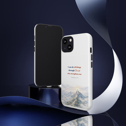 Christian Phone Case – “I Can Do All Things Through Christ” Inspirational Tough Case