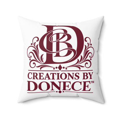 Monogram Logo Decorative Pillow — "Creations by Donece" Square Polyester Throw Pillow