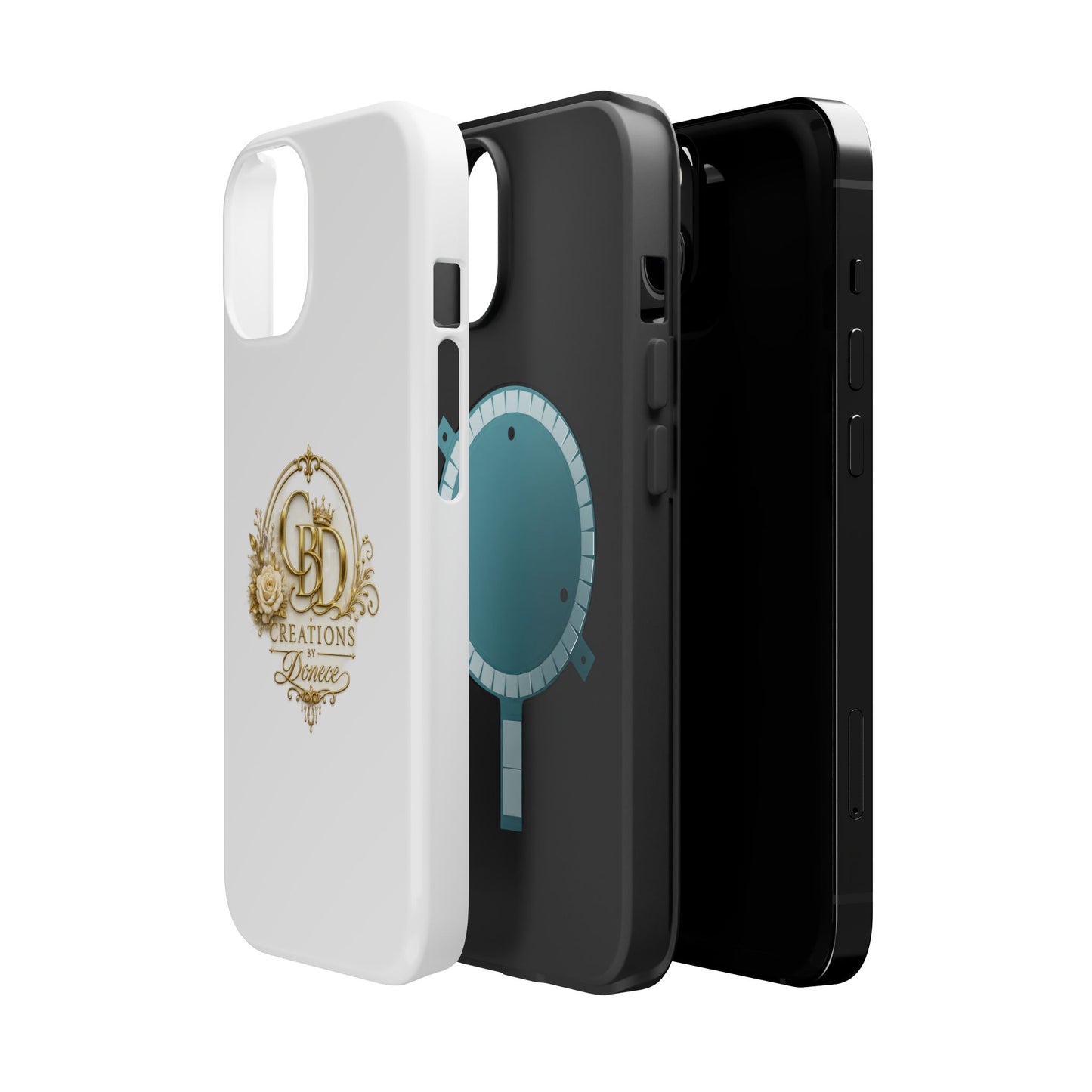 Magnetic Impact-Resistant Phone Case — Gold Floral Crest Logo