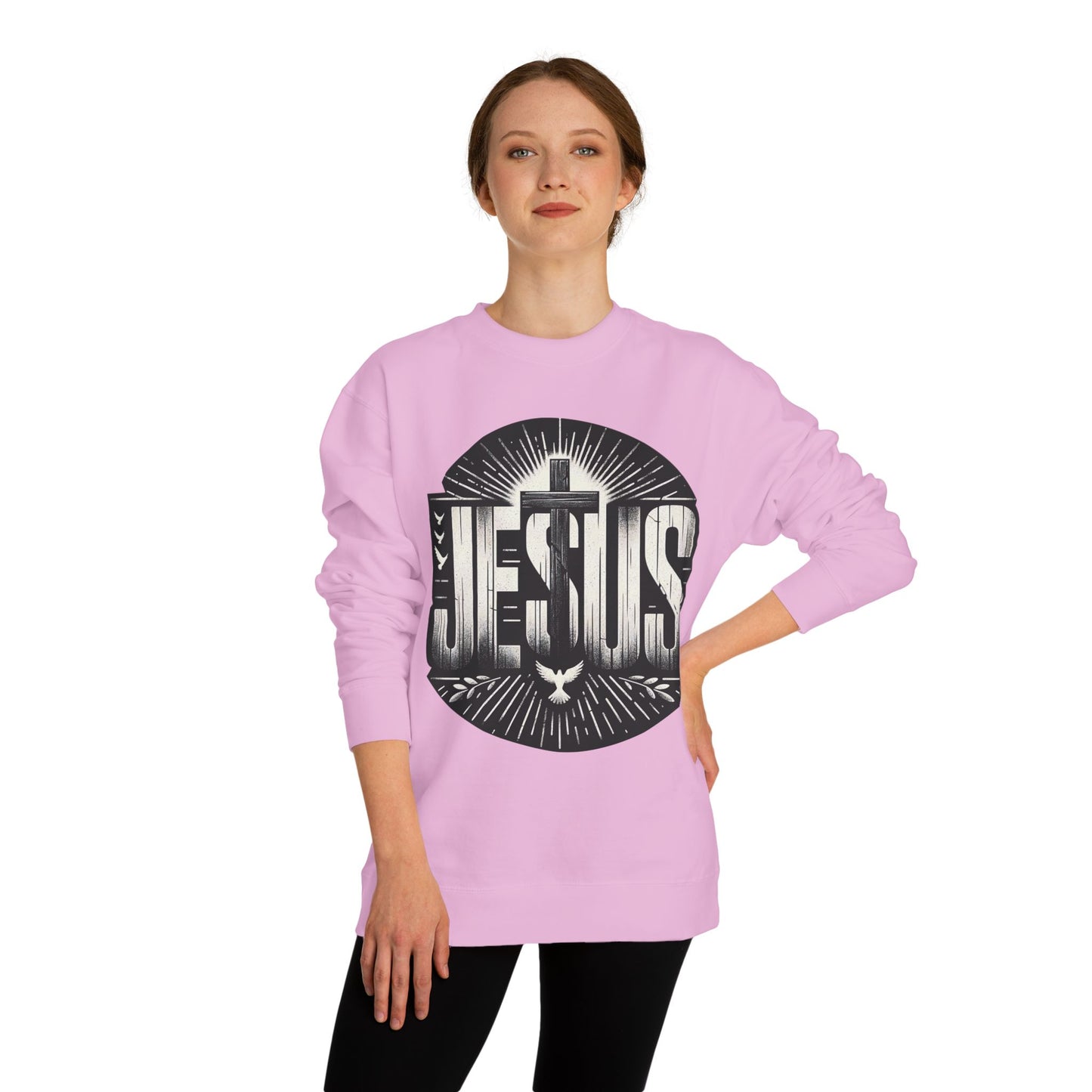 Jesus Graphic Sweatshirt — Vintage Religious Cross & Lamb Crewneck