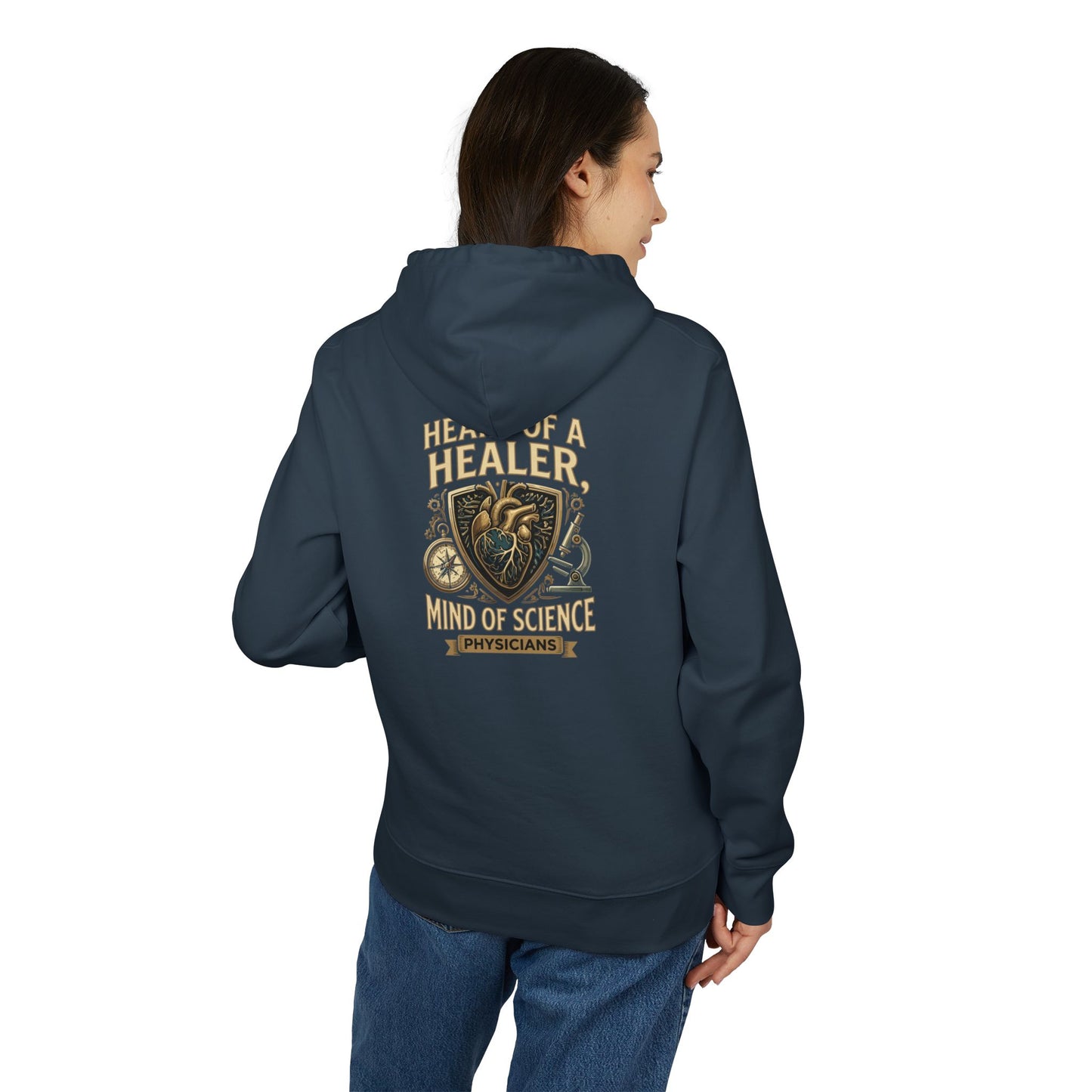 Physician Hoodie — "Heart of a Healer, Mind of Science" Medical Stethoscope Design