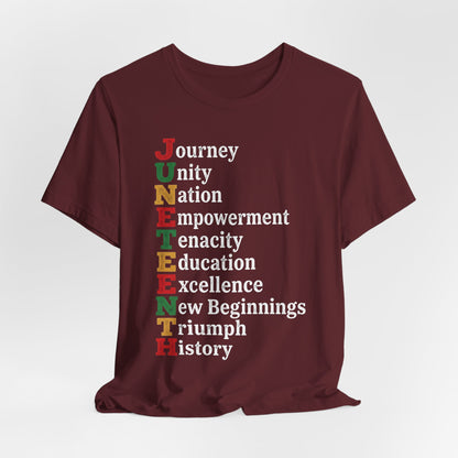 Juneteenth Acrostic T-Shirt — Juneteenth Journey Unity Nation Empowerment Tee
