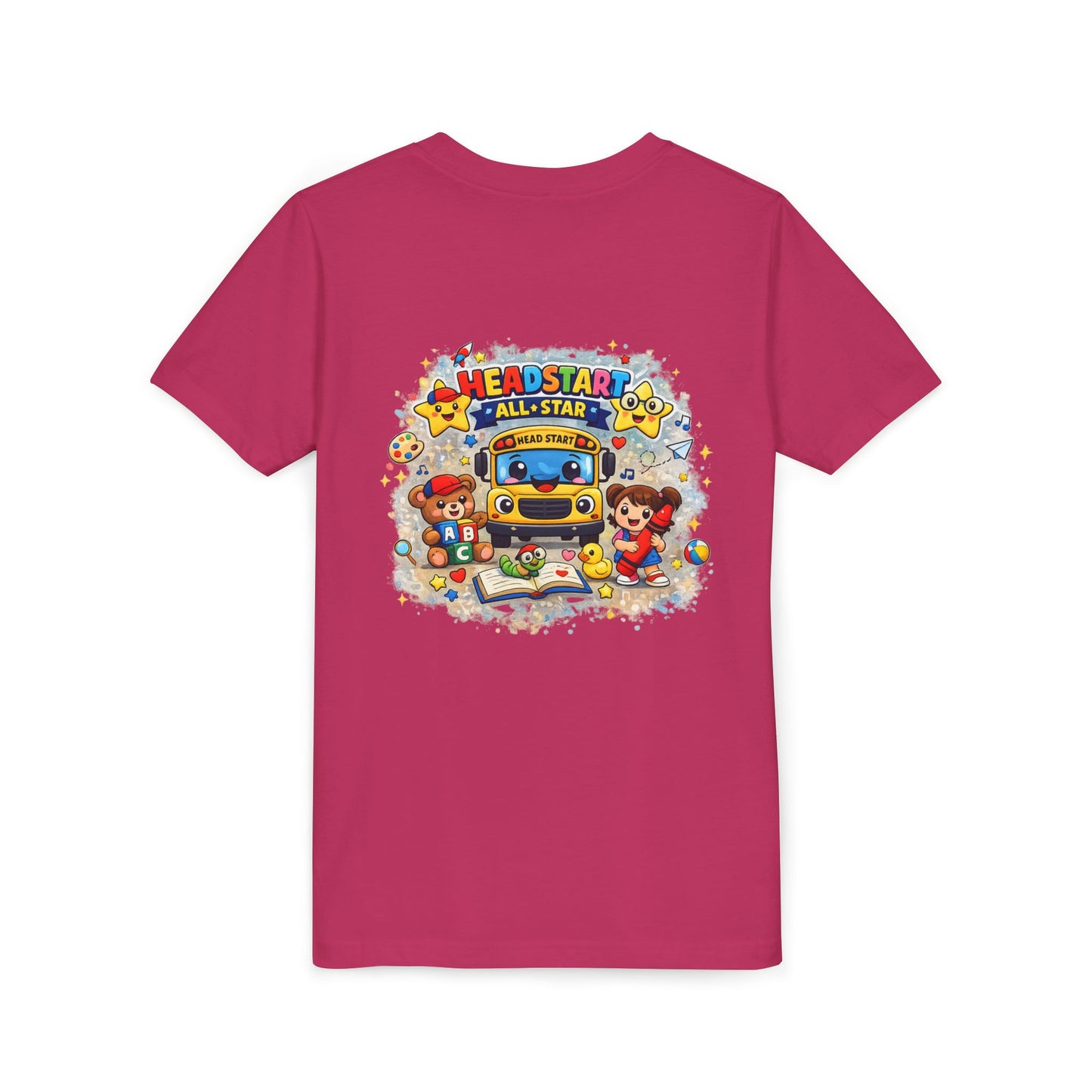 Youth Tee — "Headstart All-Star" Cute School Bus & Characters Back-to-School Shirt