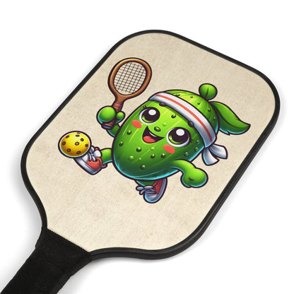 Pickleball Paddle Set — Cute Pickle Character Design with 2 Balls