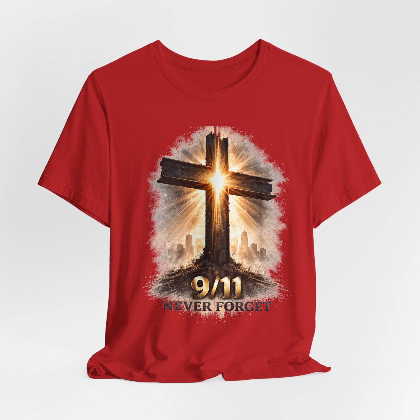 9/11 Never Forget T‑Shirt - Cross Memorial Tee