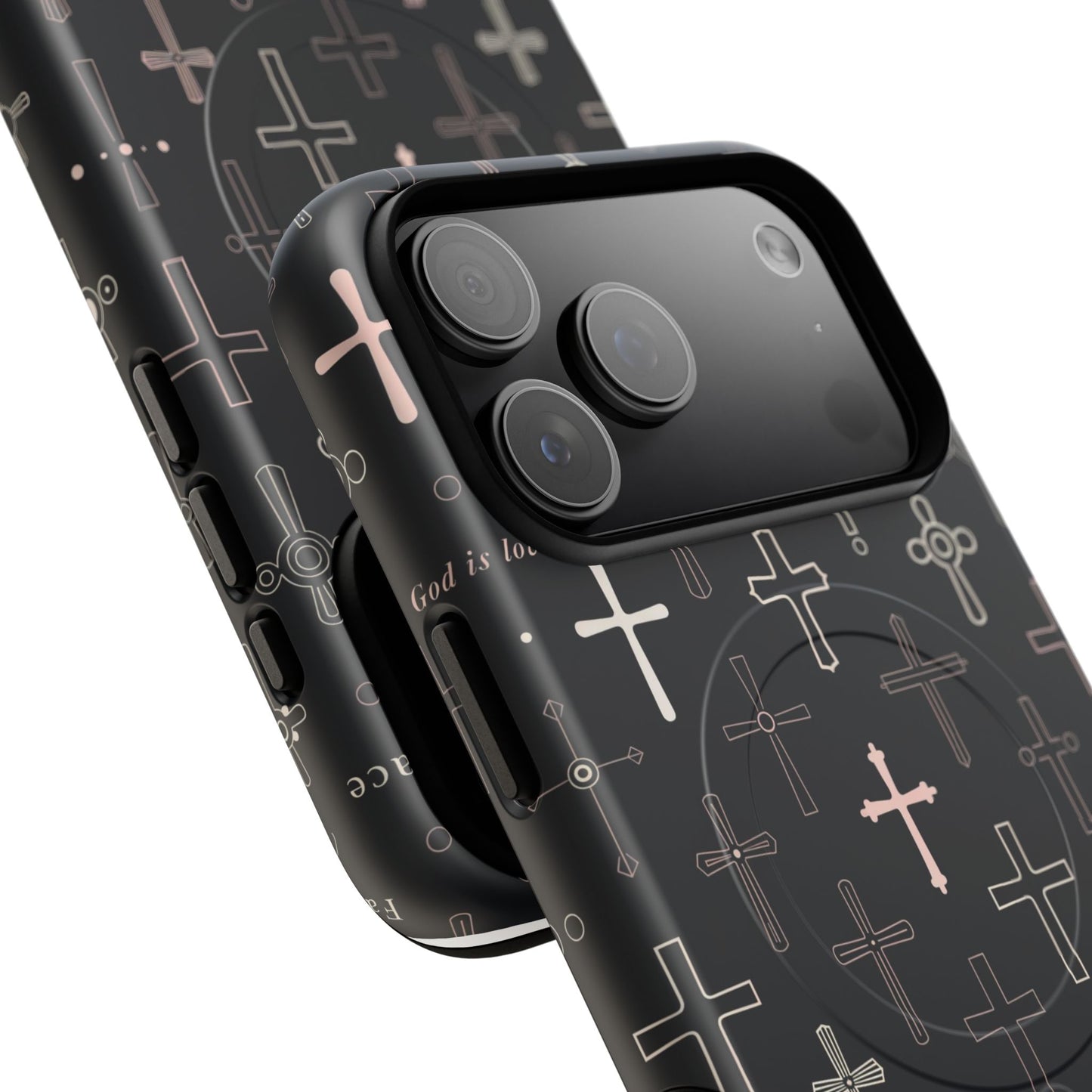 Magnetic Phone Case — Black Crosses "Grace" Protective Cover