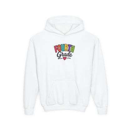 Fourth Grade Hoodie — Colorful Kids School Sweatshirt (“Fourth Grade” with Heart)