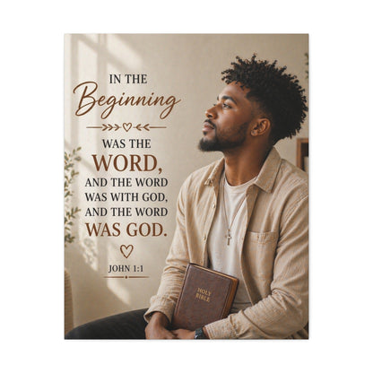 Stretched Canvas - John 1:1 Scripture Wall Art (In the Beginning)