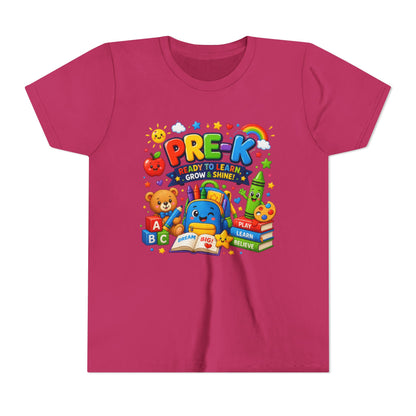 Pre-K Ready To Learn Kids T-Shirt — Colorful Preschool Back-to-School Tee