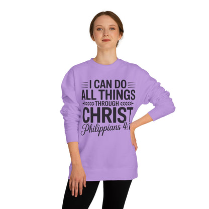 Philippians 4:13 Sweatshirt — "I Can Do All Things Through Christ" Christian Crewneck