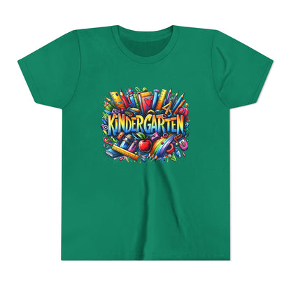 Kindergarten Colorful School Supplies Youth Tee — Back-to-School Kids T-Shirt