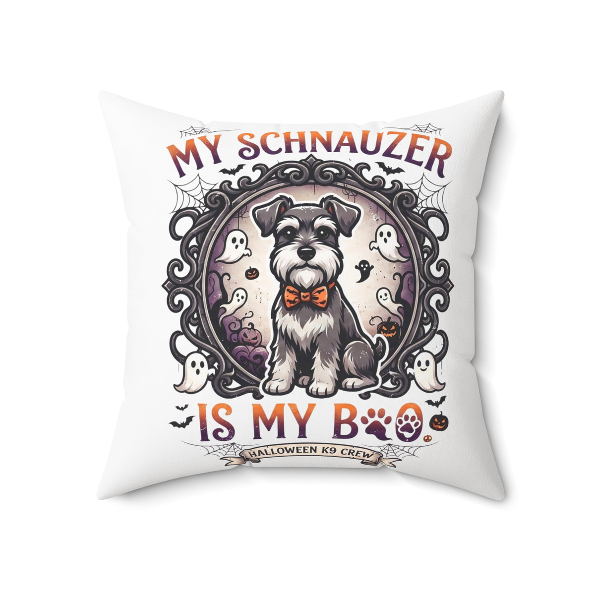 My Schnauzer Is My Boo Halloween Pillow - Cute Dog Decorative Throw Pillow