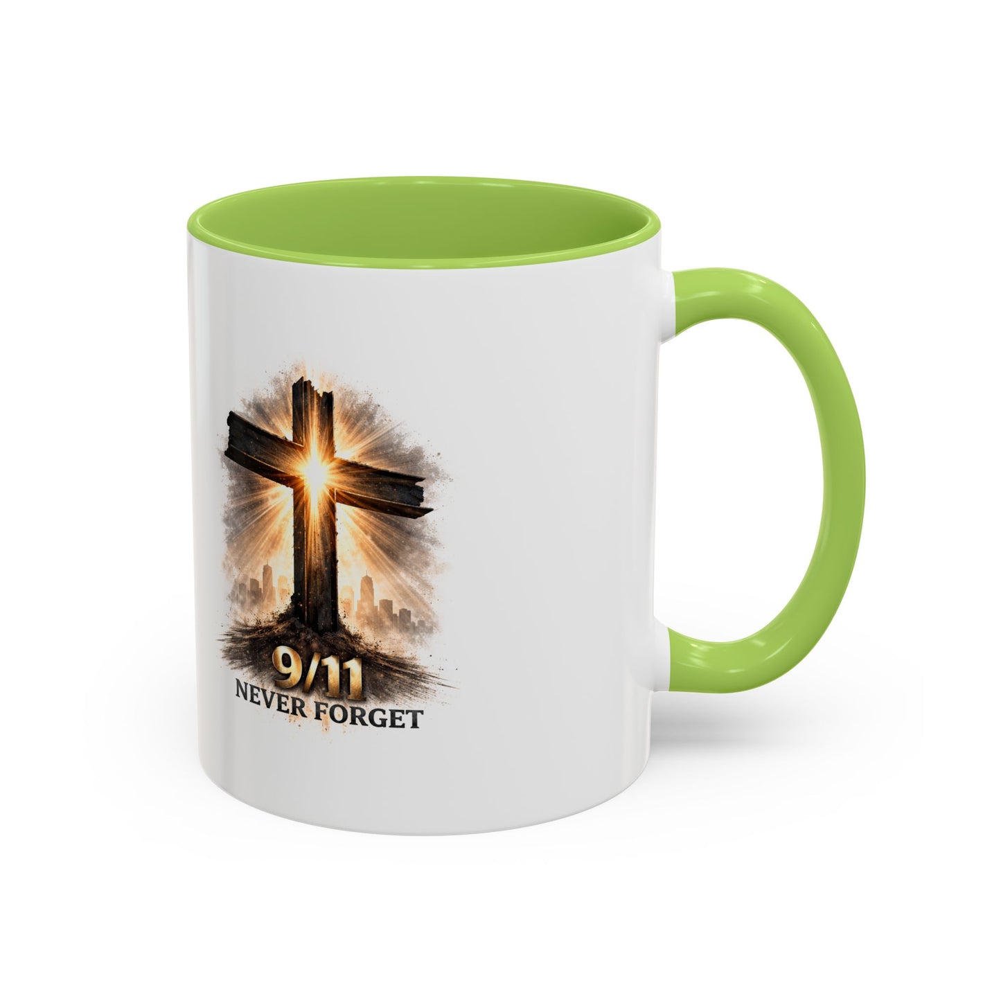 9/11 Never Forget Coffee Mug — Religious Memorial Accent Mug