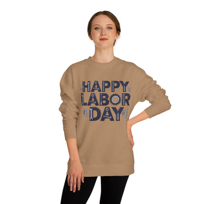 Labor Day Sweatshirt - "Happy Labor Day" Gear with Industrial Gear Design