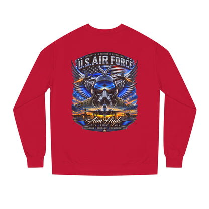 U.S. Air Force Crewneck Sweatshirt — "Aim High" Fighter Jet Graphic