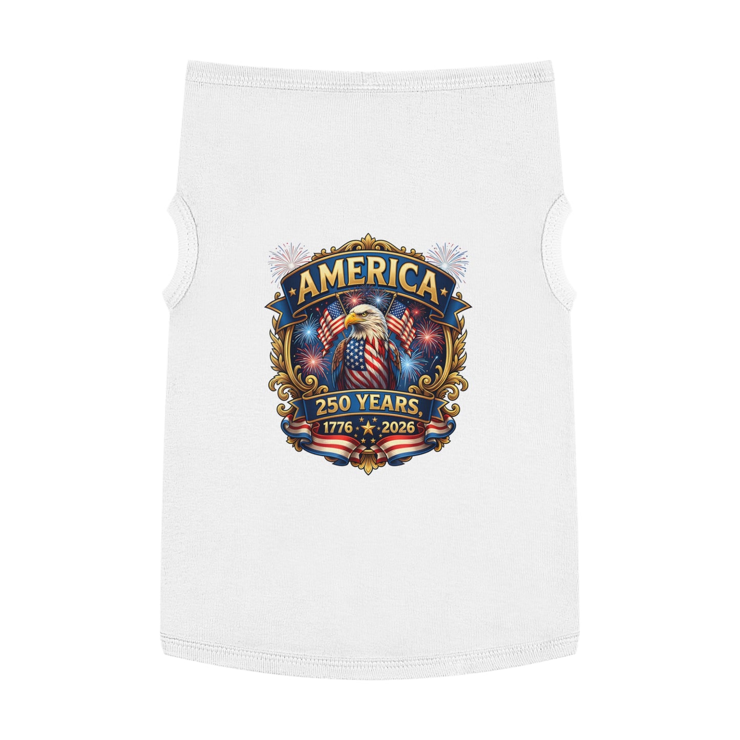 America 250 Pet Tank Top - 1776-2026 Patriotic Eagle & Fireworks