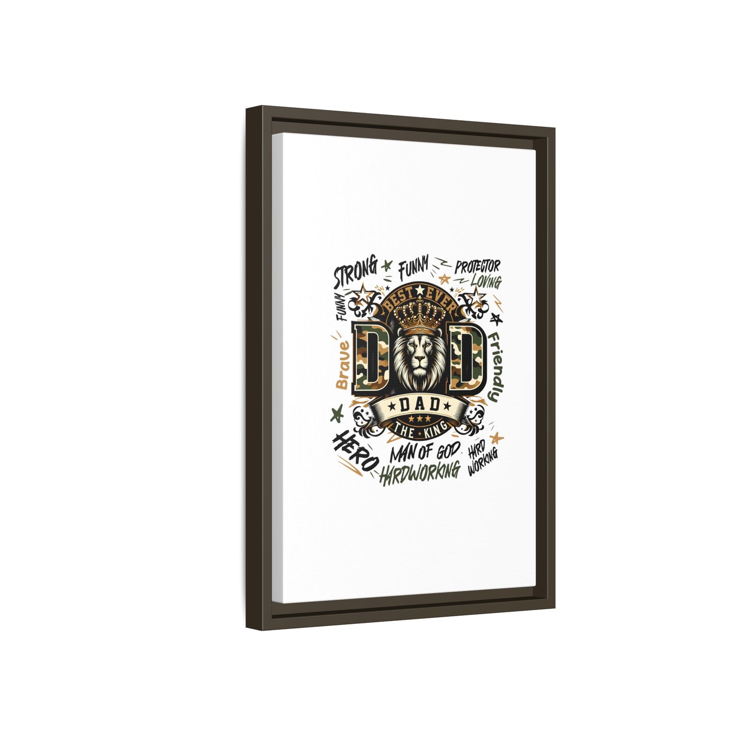 Framed Matte Canvas 'Best Ever DAD' Wall Art – Lion King Design, Father’s Day Gift