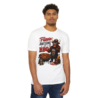 Flippin' Awesome at BBQ T-Shirt — Grill Master Bull Graphic Tee