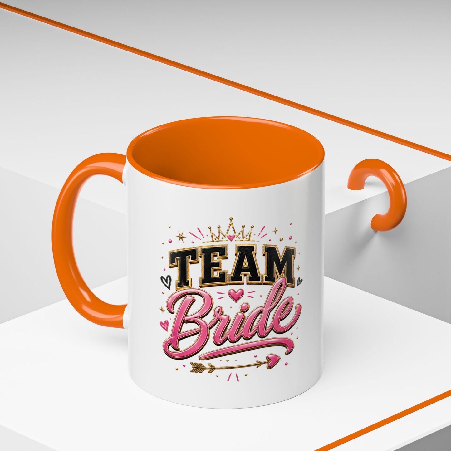 Team Bride Accent Coffee Mug — Pink & Gold Bachelorette Bridal Shower Gift (11/15 oz)