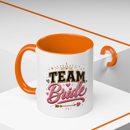 Team Bride Accent Coffee Mug — Pink & Gold Bachelorette Bridal Shower Gift (11/15 oz)