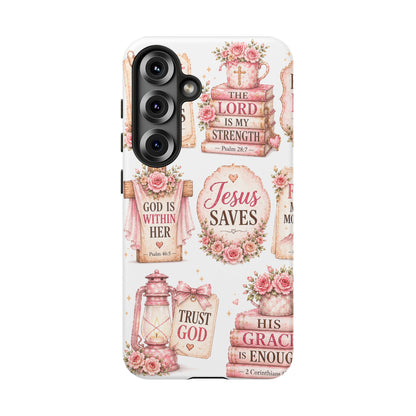 Faith Phone Case — 'Jesus Saves' Floral Christian Scripture iPhone Case