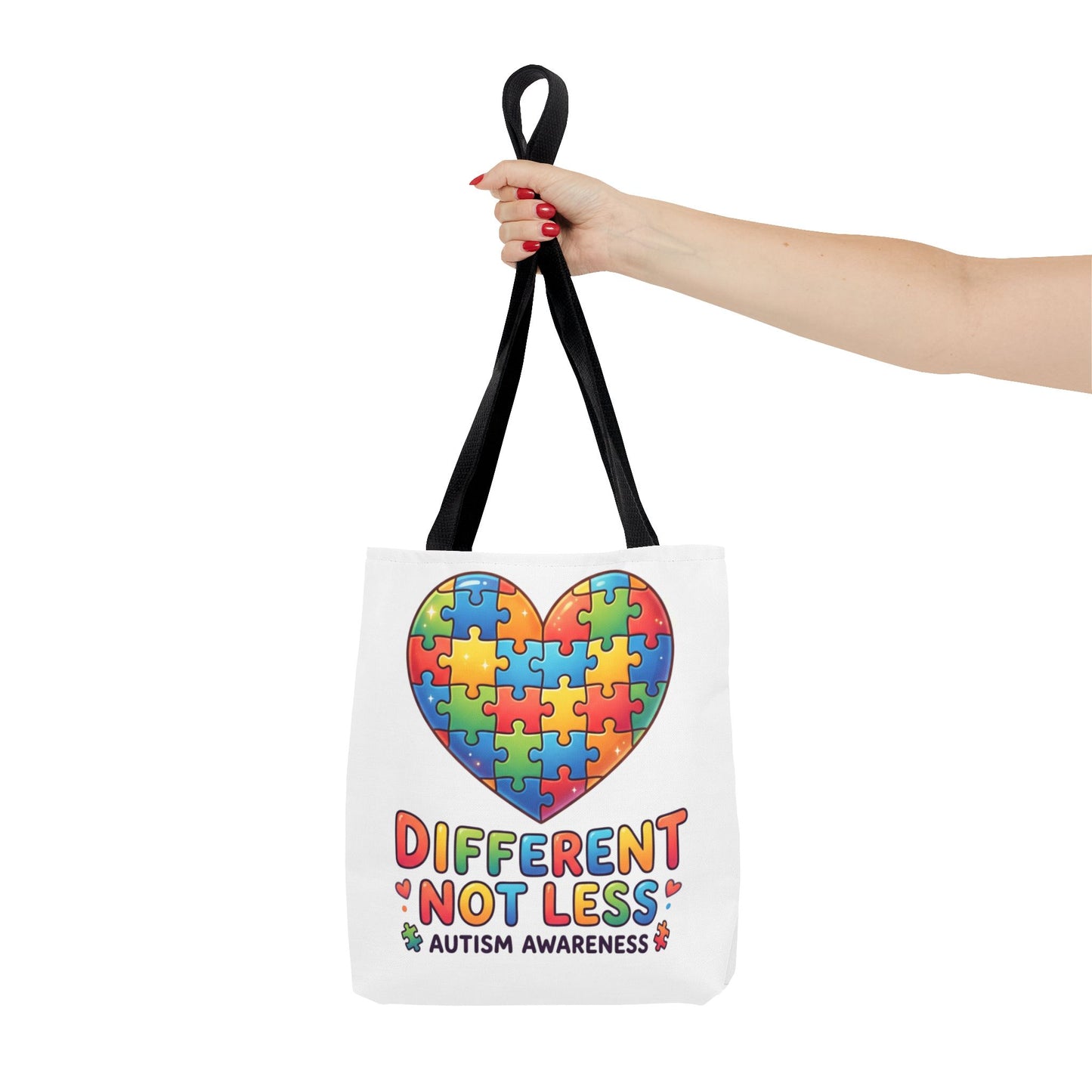 Autism Awareness Tote Bag — "Different Not Less" Puzzle Heart