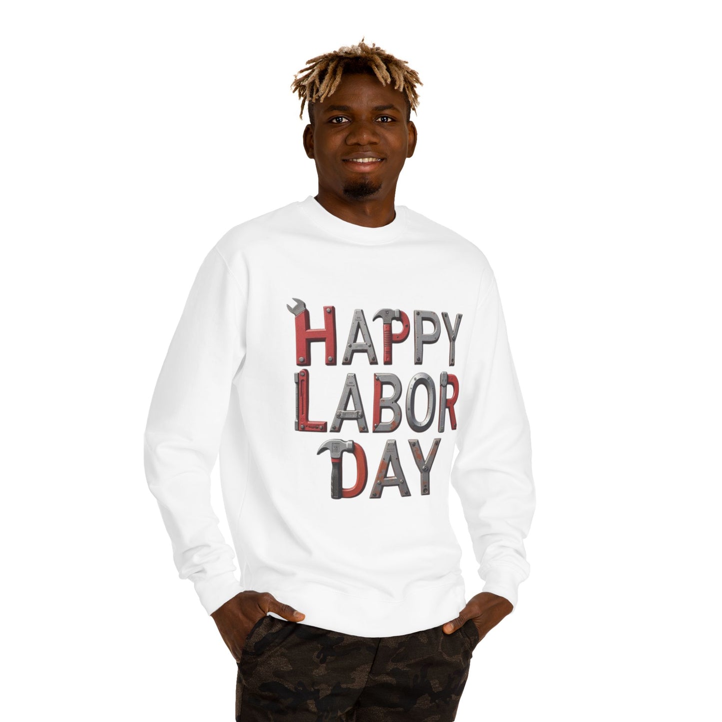 Happy Labor Day Sweatshirt — Tool Lettering Crewneck for Workers & Holiday Celebrations