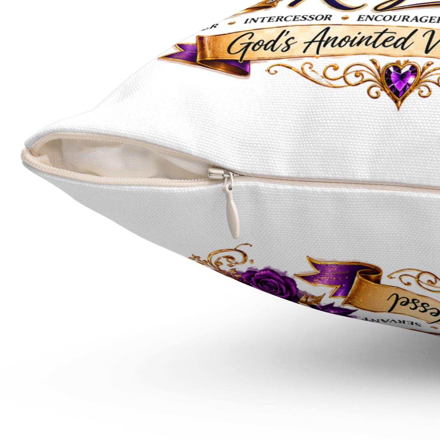 First Lady Faith Pillow — Inspirational Christian Decorative Throw Pillow (Purple Crown, 'Purpose and Passion')