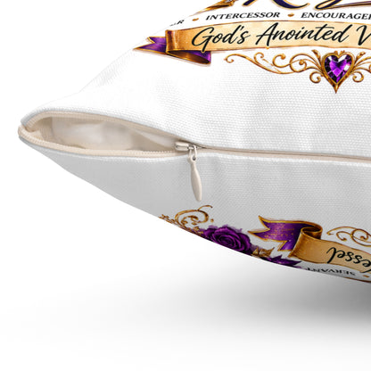 First Lady Faith Pillow — Inspirational Christian Decorative Throw Pillow (Purple Crown, 'Purpose and Passion')