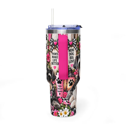 40oz Vacuum Tumbler - "Life Is Better With a Miniature Schnauzer" Dog Lover Travel Mug
