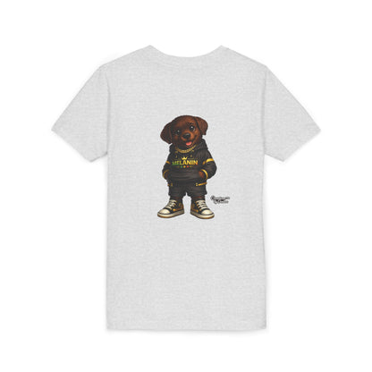 Youth Tee — Cute Puppy "Melanin" Streetwear Graphic
