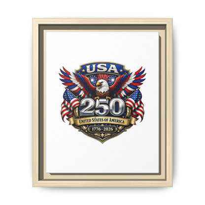 USA 250 Anniversary Framed Canvas — Patriotic Eagle 1776–2026 Wall Art