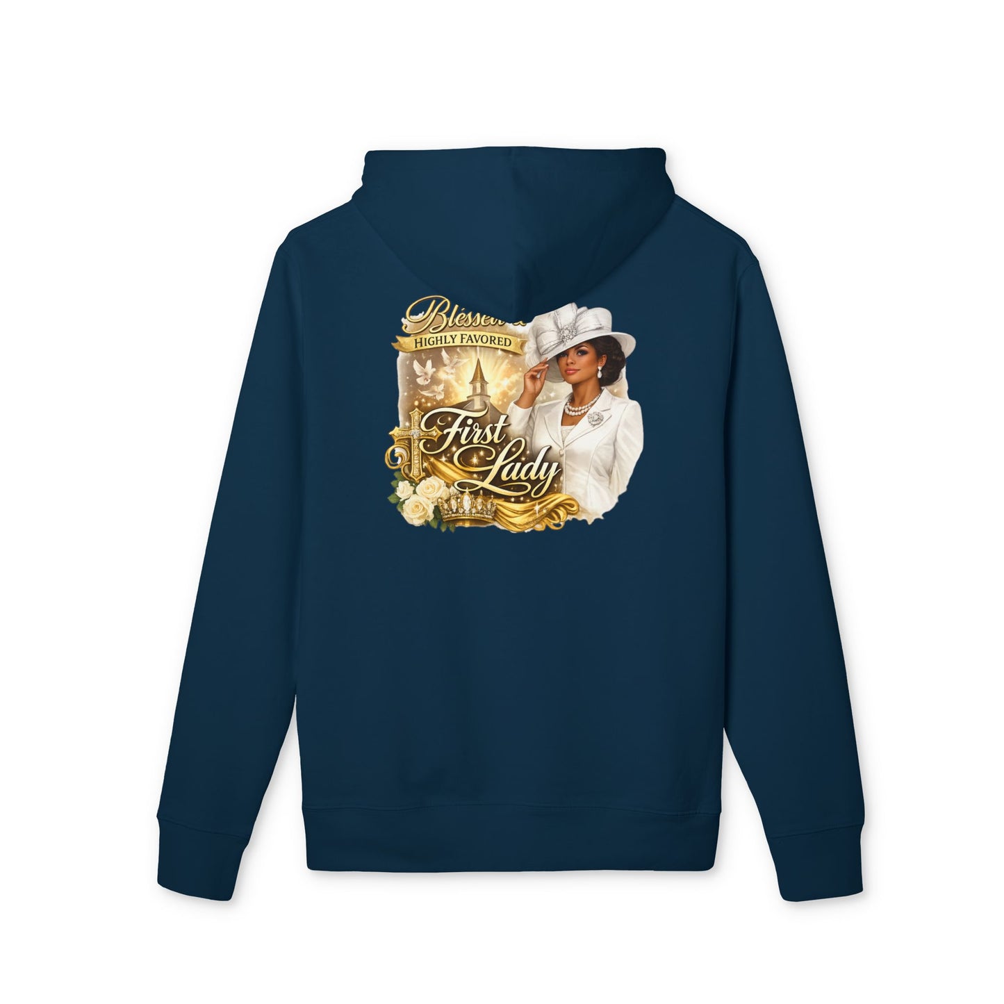 First Lady Portrait Hoodie — Elegant Gold Rose Graphic