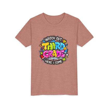 Third Grade Kids T‑Shirt — "Watch Out Third Grade Here I Come" Back-to-School Tee