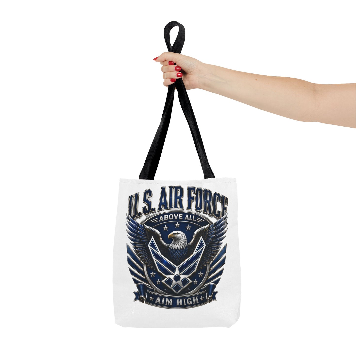 U.S. Air Force Eagle Tote Bag - "Aim High" Military Canvas Tote