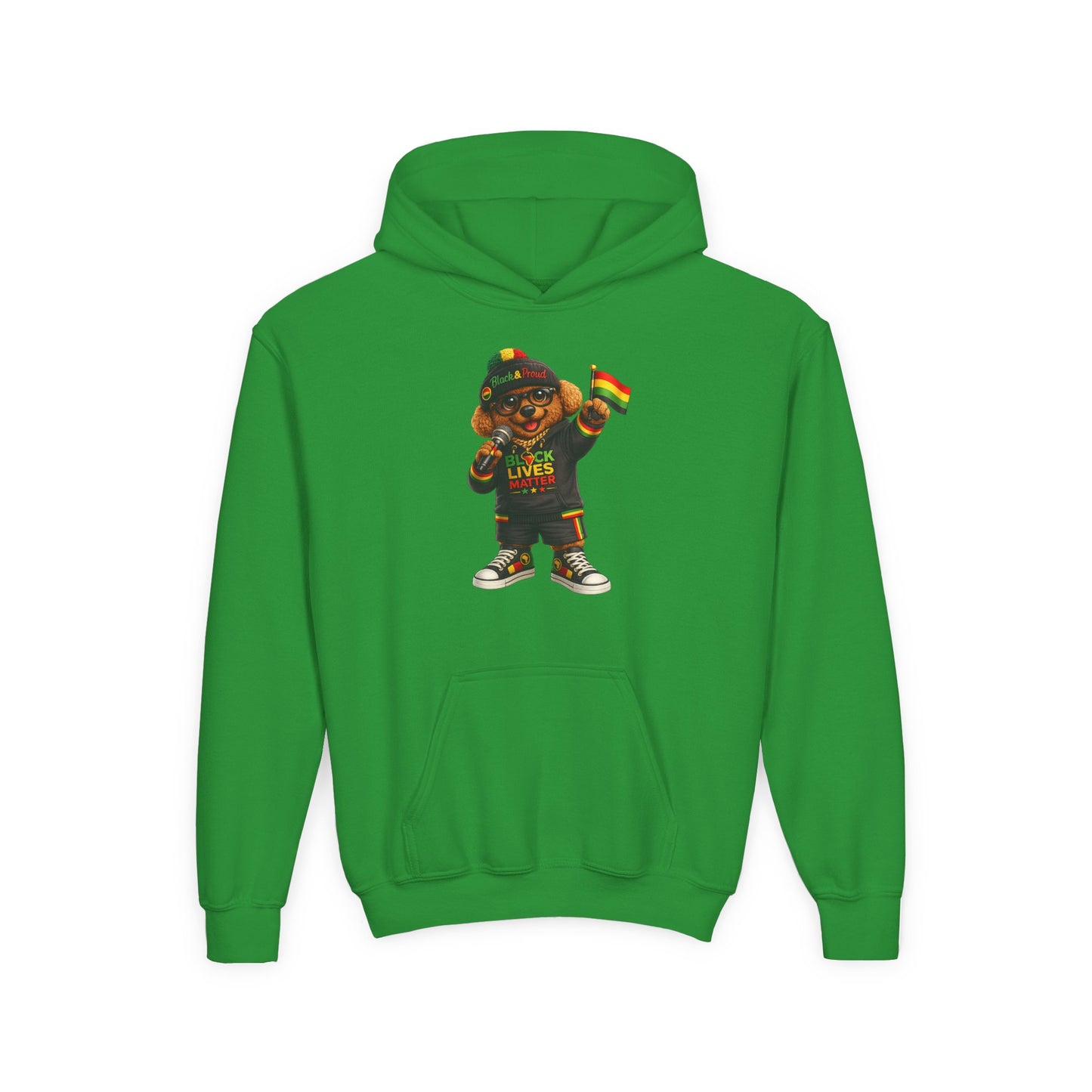 Youth Hoodie — Black Lives Matter Rasta Bear Kids Pullover