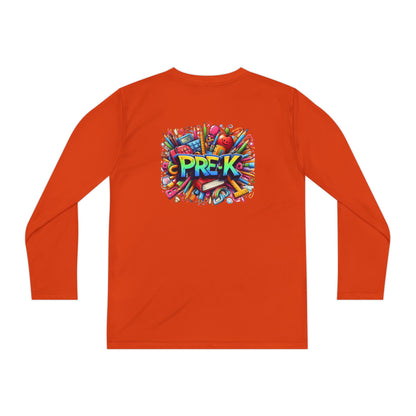PRE-K Youth Long Sleeve Tee — Colorful School Supplies Design