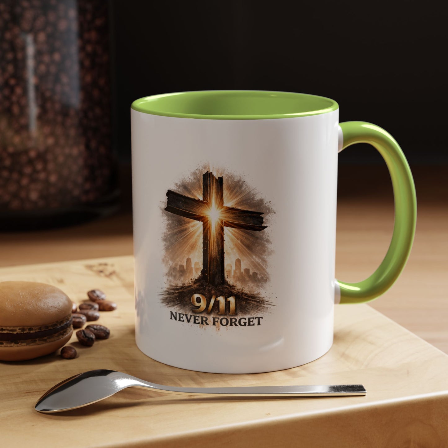 9/11 Never Forget Coffee Mug — Religious Memorial Accent Mug