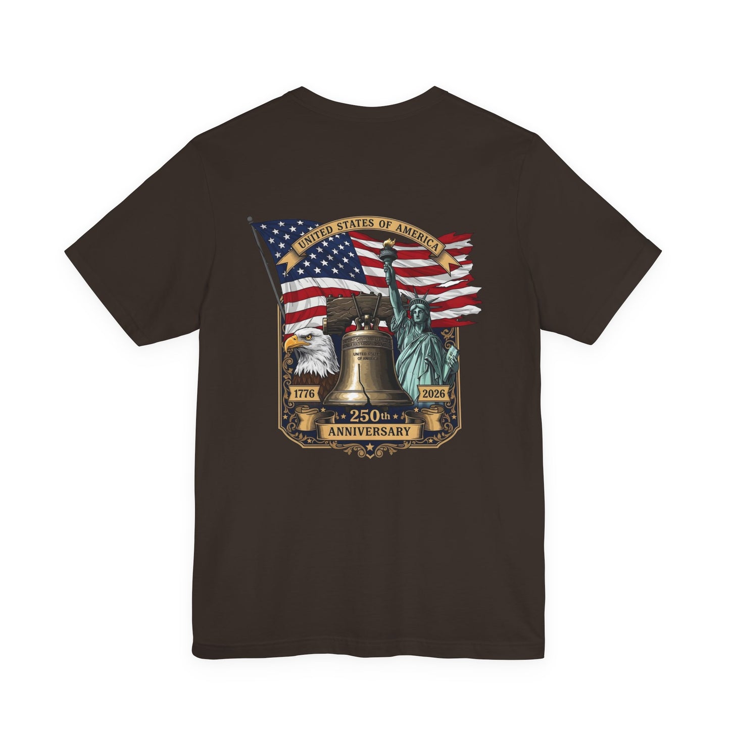 Liberty 250th Anniversary T-Shirt — American Flag, Liberty Bell & Statue of Liberty Tee