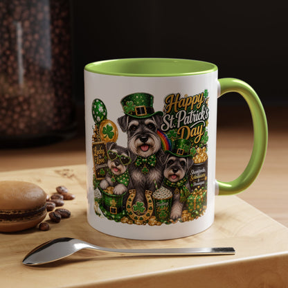 St. Patrick’s Day Dog Coffee Mug — Happy St. Patrick’s Day Accent Mug (11/15oz)