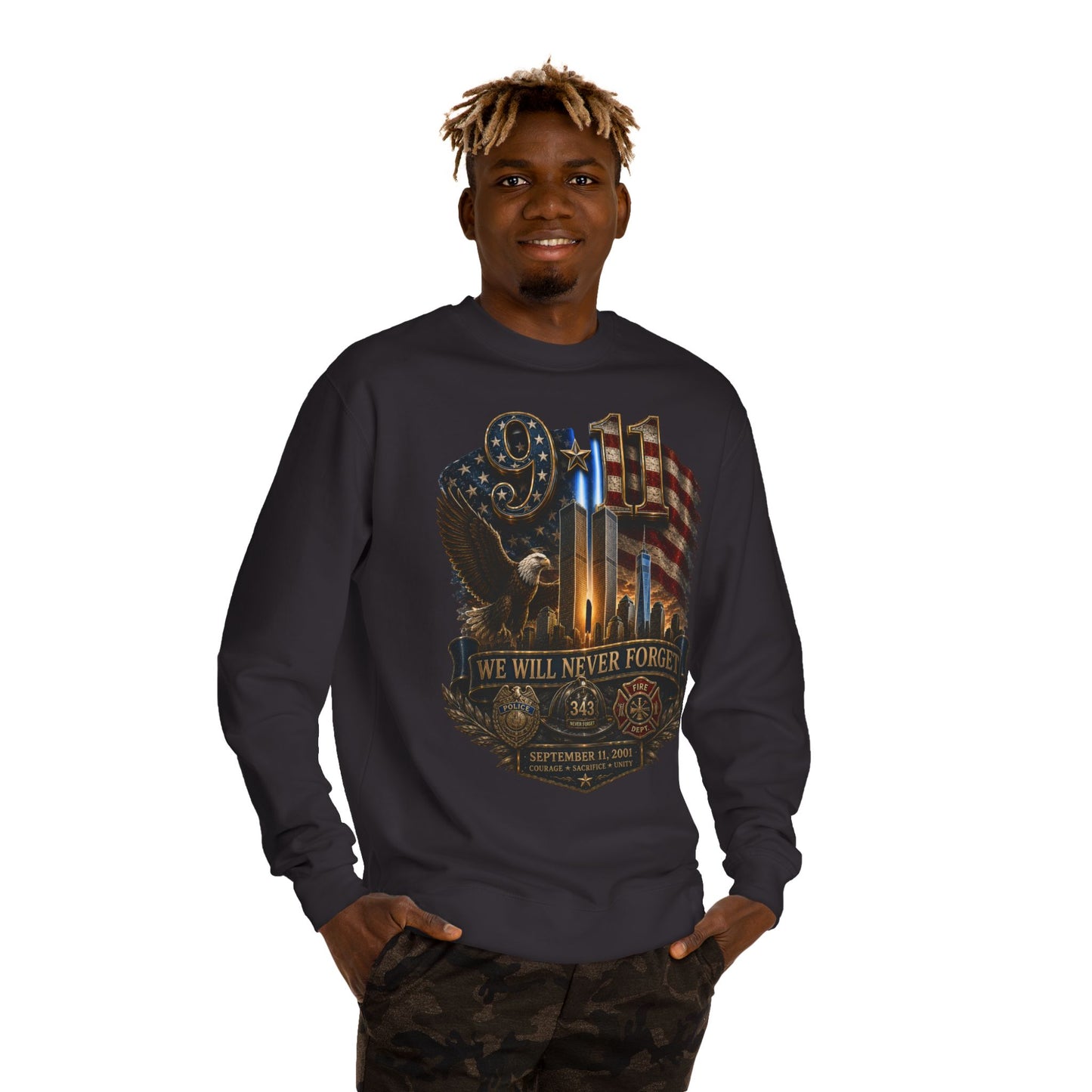 9/11 We Will Never Forget Memorial Sweatshirt