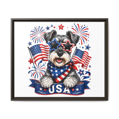 USA Patriotic Schnauzer Canvas Print — 4th of July Wall Art
