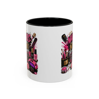 Coffee Mug — "Nails Are My Therapy" Pink Nail Tech Gift